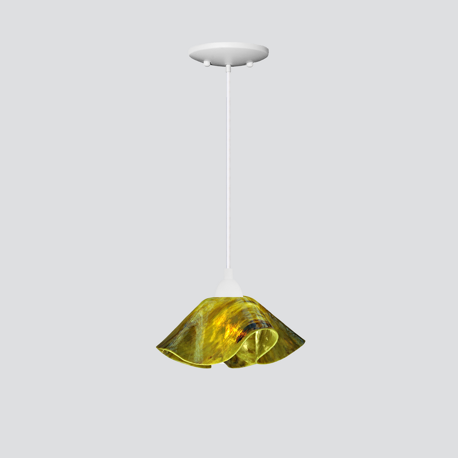 Jezebel Gallery Lily Signature 9" x 5" Small Treebark Pendant Light With White Hardware