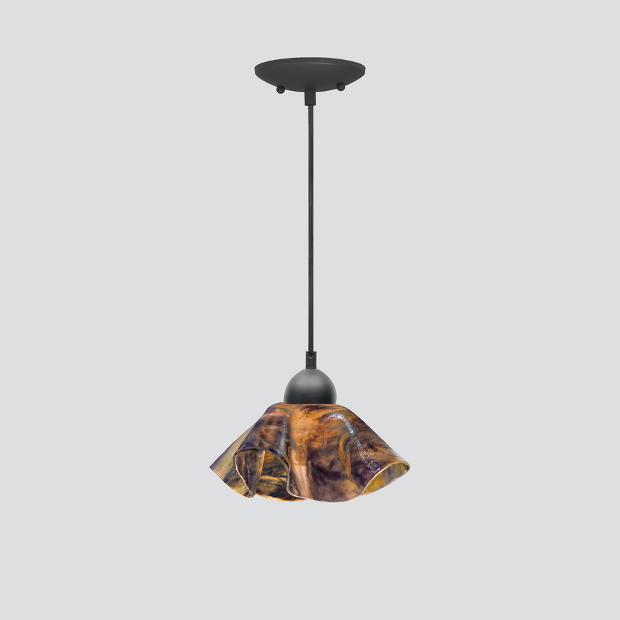 Jezebel Gallery Lily Signature 9" x 5" Small Wild Iris Pendant Light With Black Hardware