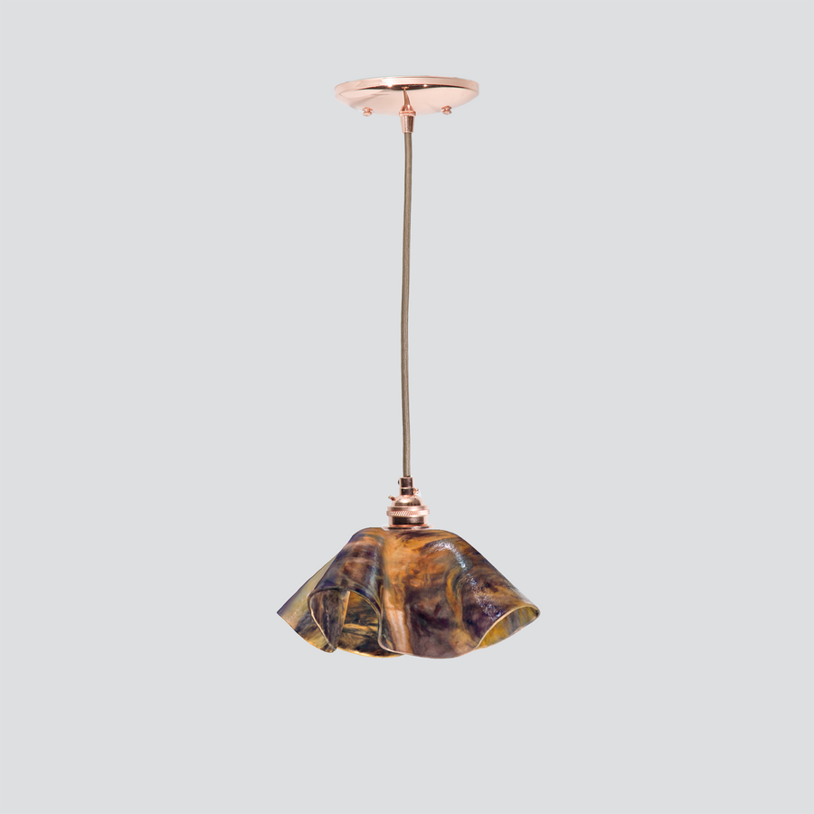 Jezebel Gallery Lily Signature 9" x 5" Small Wild Iris Pendant Light With Copper Hardware