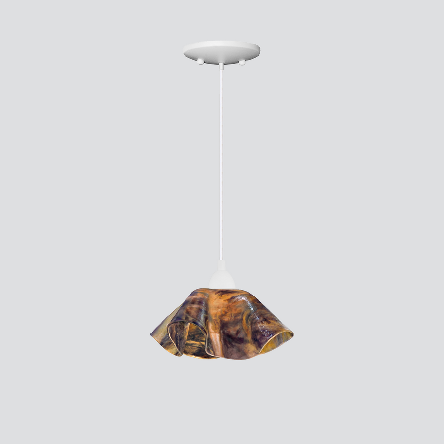 Jezebel Gallery Lily Signature 9" x 5" Small Wild Iris Pendant Light With White Hardware