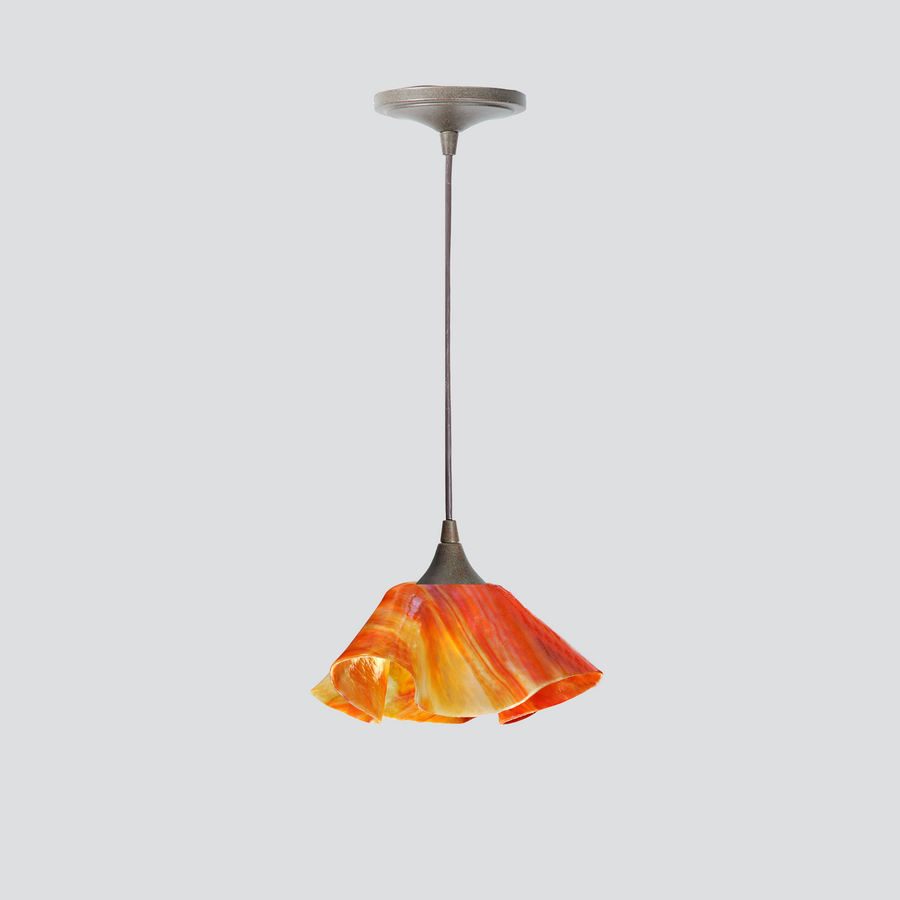 Jezebel Gallery Lily Signature 9" x 5" Small Zinna Pendant Light With Brown Hardware