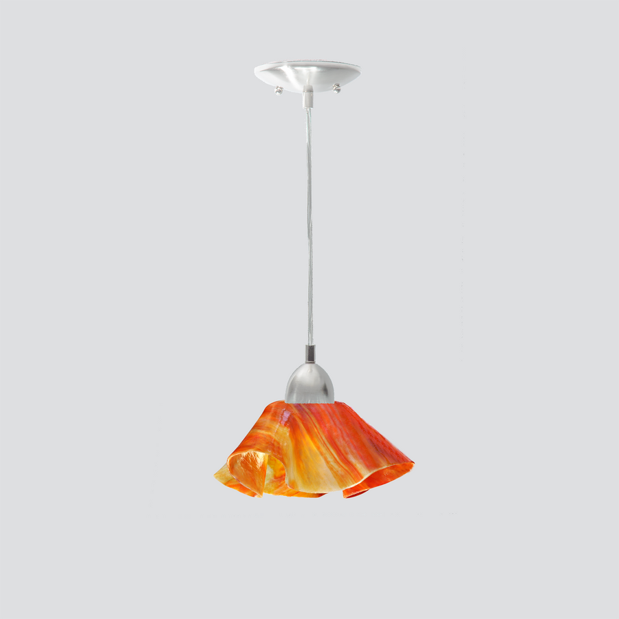 Jezebel Gallery Lily Signature 9" x 5" Small Zinna Pendant Light With Nickel Hardware