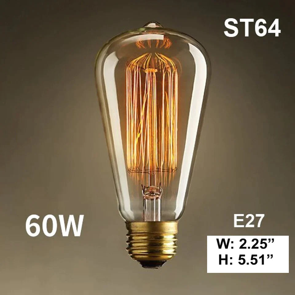 Lifegard Lighting Incandescent ST58 E26/E27 25-60W Hairpin Style Anchors 2200K Clear Light Bulb