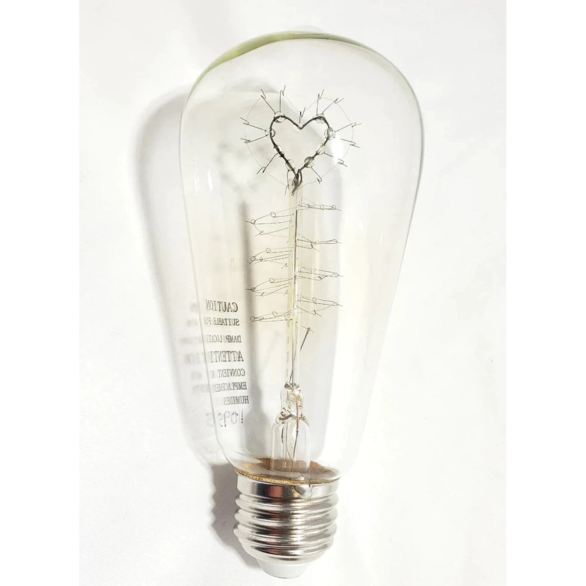 Lifegard Lighting Incandescent ST64 Heart with Hairpin Spiral Filament Anchors 2200K Clear Light Bulb