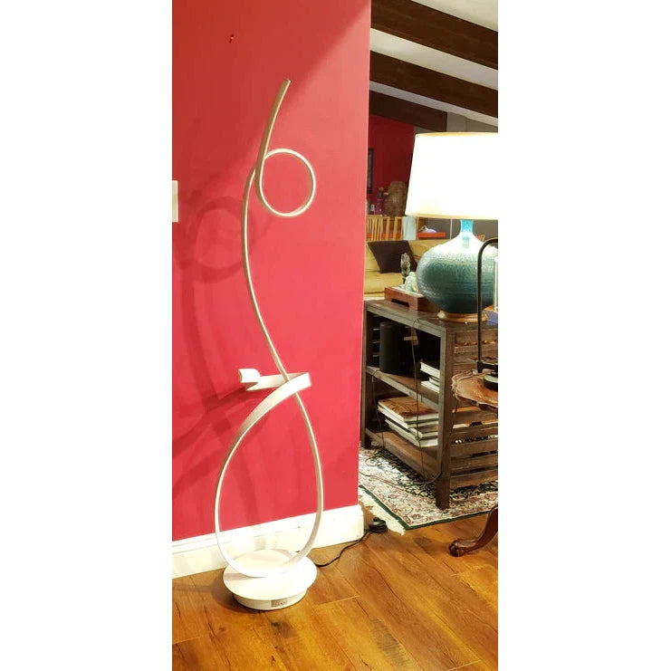 Lifegard Lighting LED Spiral Dimmable 4000K Controlled with Remote White Base with White Spiral Back On LED Floor Lamp