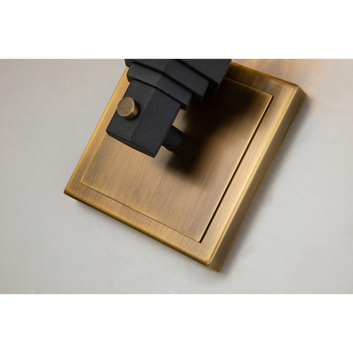 Lucas & McKearn Abbey 1-Light Aged Brass & Black Wall Light With Cylinder Shape Water Glass Shade