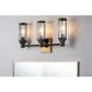 Lucas & McKearn Abbey 3-Light Aged Brass & Black Wall Light With Cylinder Shape Water Glass Shade