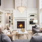 Lucas & McKearn Acanthus 10-Light Distressed Gold Chandelier With Cream Etched Glass Leaf Shade