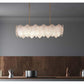 Lucas & McKearn Acanthus 9-Light Antique Brass Large Pendant With Oval-Shaped Etched Glass Leaf Shade