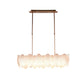 Lucas & McKearn Acanthus 9-Light Antique Brass Large Pendant With Oval-Shaped Etched Glass Leaf Shade