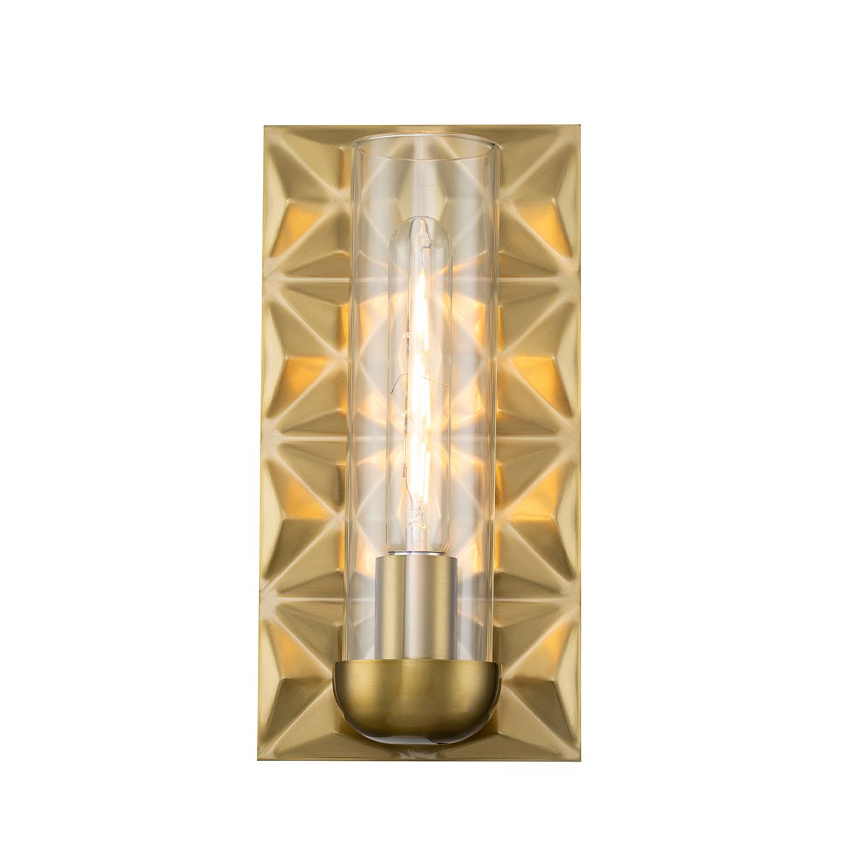 Lucas & McKearn Alpha 1-Light Aged Brass Wall Sconce With Glass Candle Cover