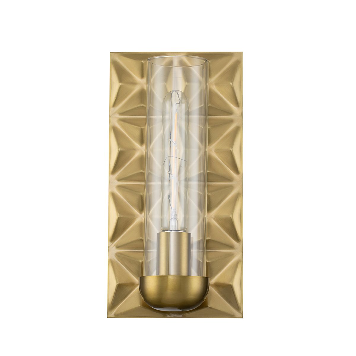 Lucas & McKearn Alpha 1-Light Aged Brass Wall Sconce With Glass Candle Cover