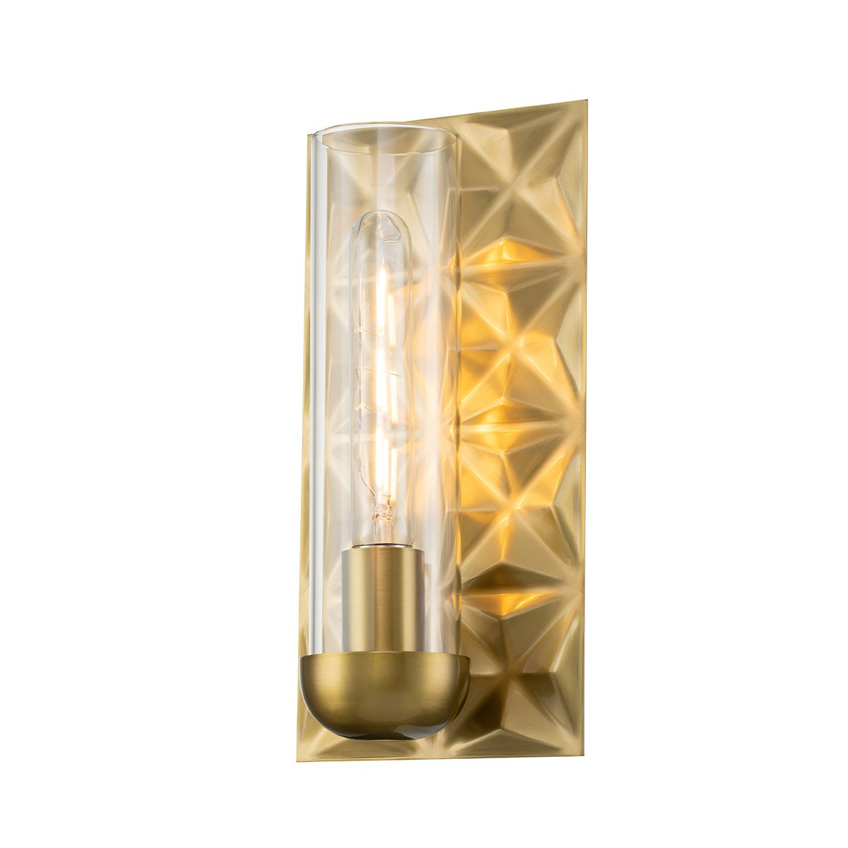 Lucas & McKearn Alpha 1-Light Aged Brass Wall Sconce With Glass Candle Cover