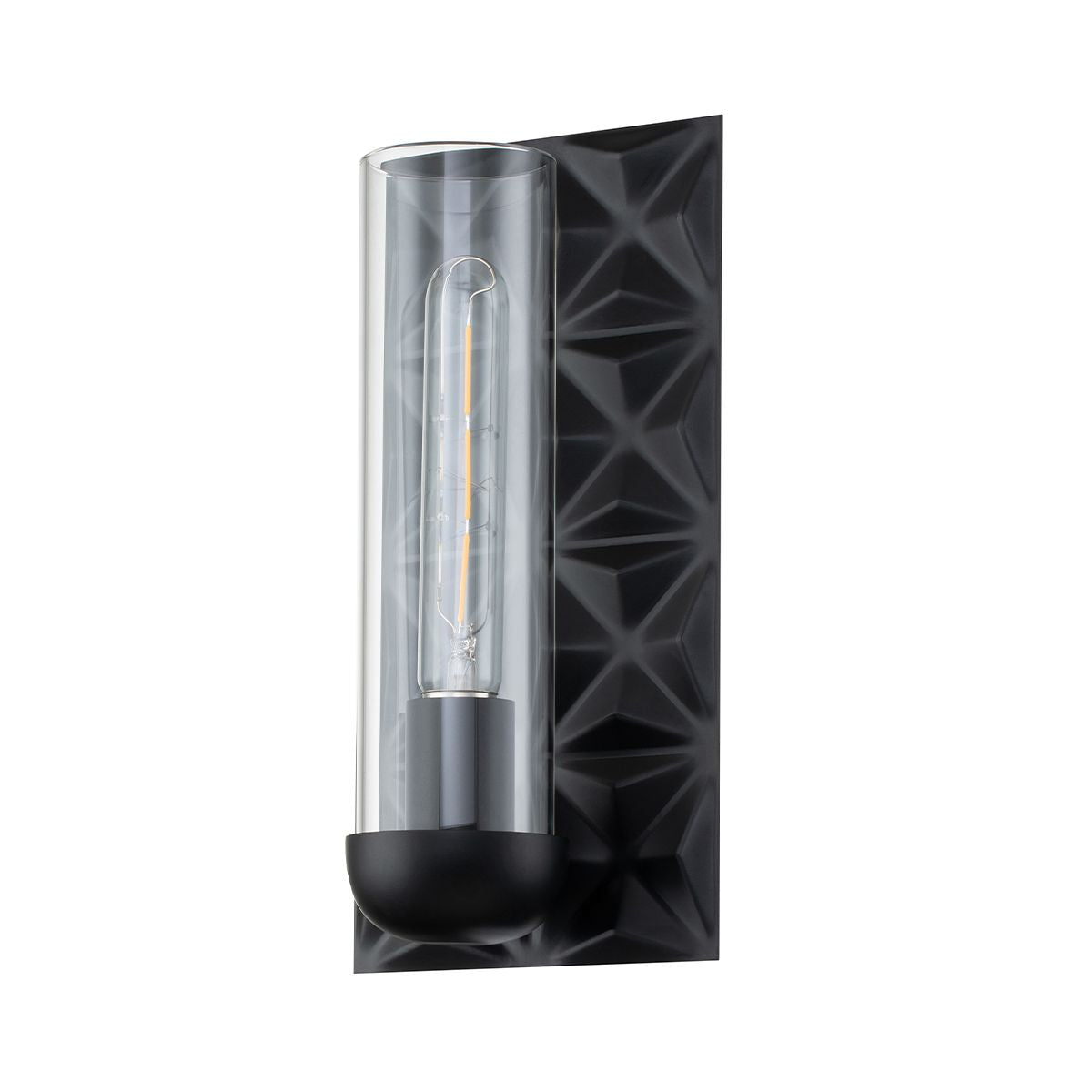 Lucas & McKearn Alpha 1-Light Matte Black Wall Sconce With Glass Candle Cover