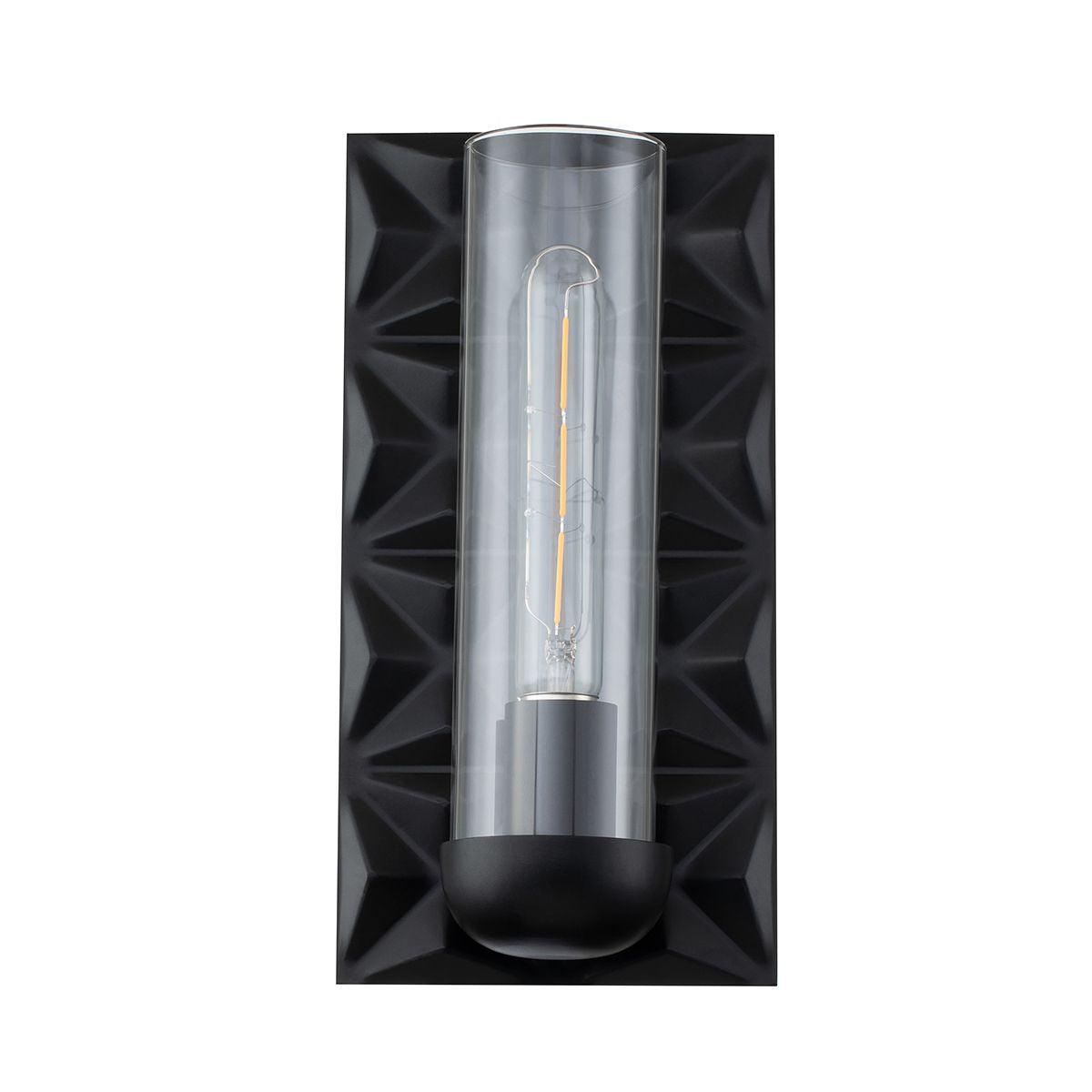 Lucas & McKearn Alpha 1-Light Matte Black Wall Sconce With Glass Candle Cover