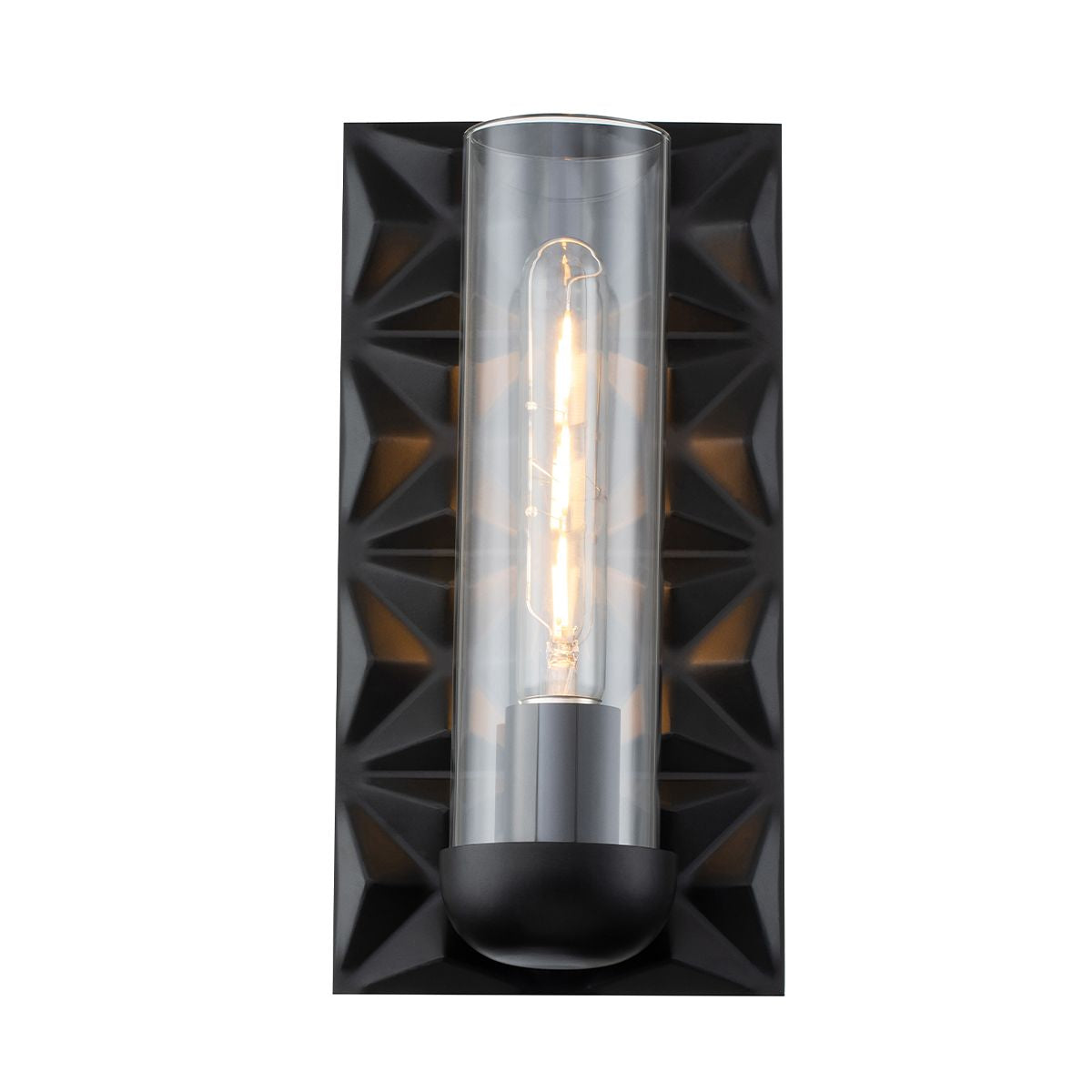 Lucas & McKearn Alpha 1-Light Matte Black Wall Sconce With Glass Candle Cover