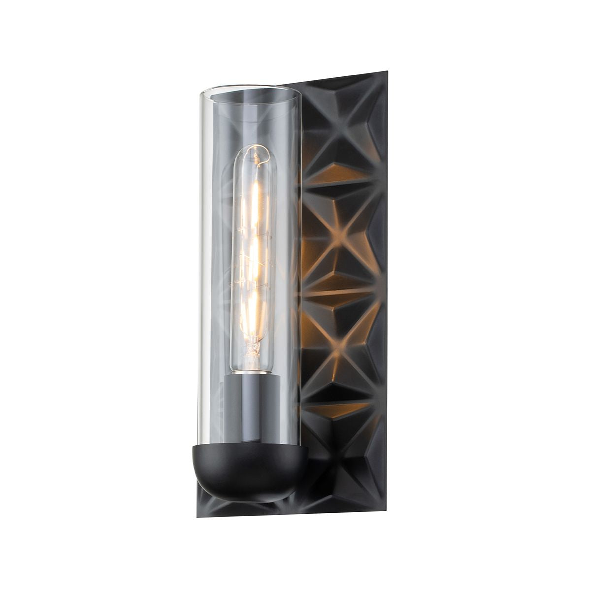 Lucas & McKearn Alpha 1-Light Matte Black Wall Sconce With Glass Candle Cover