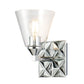 Lucas & McKearn Alpha 1-Light Polished Chrome Wall Light With Cone Shape Clear Glass Shade