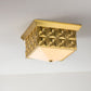 Lucas & McKearn Alpha 15" Square Aged Brass Flush Mount Lighting With Creamy White Glass Shade