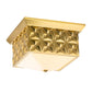 Lucas & McKearn Alpha 15" Square Aged Brass Flush Mount Lighting With Creamy White Glass Shade