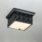 Lucas & McKearn Alpha 15" Square Matte Black Flush Mount Lighting With Creamy White Glass Shade