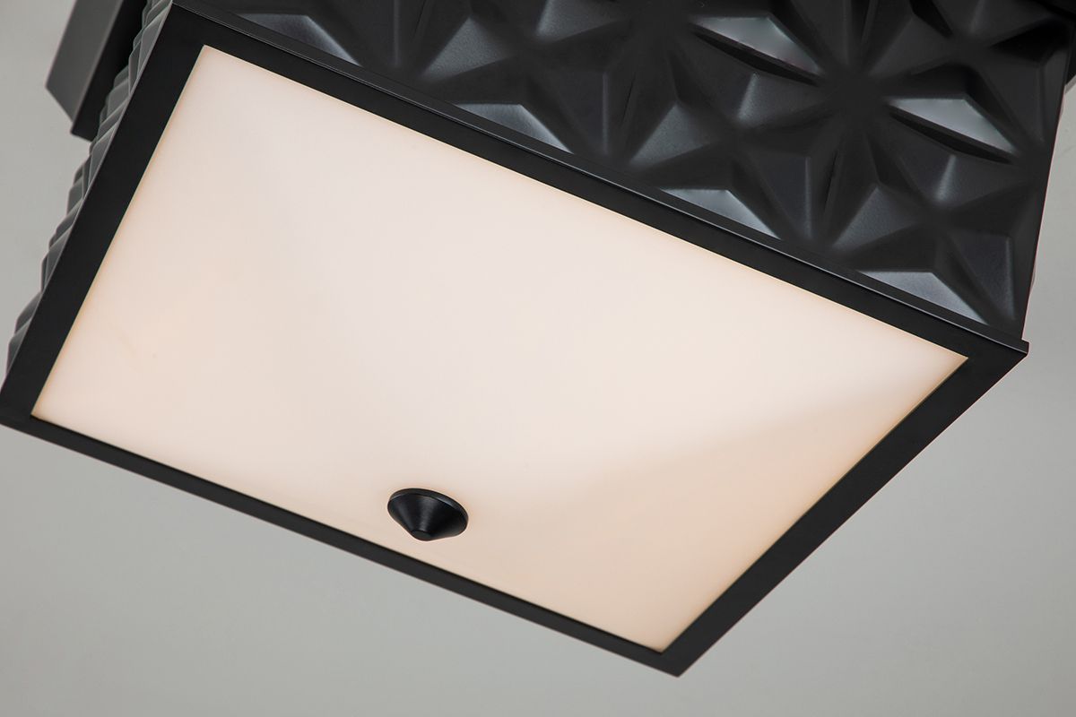 Lucas & McKearn Alpha 15" Square Matte Black Flush Mount Lighting With Creamy White Glass Shade