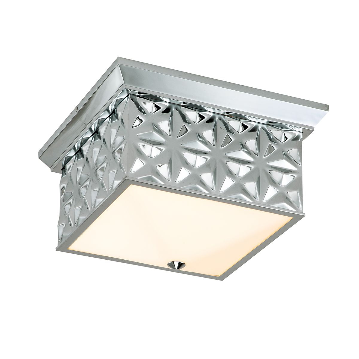 Lucas & McKearn Alpha 15" Square Polished Chrome Flush Mount Lighting With Creamy White Glass Shade