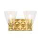 Lucas & McKearn Alpha 2-Light Aged Brass Wall Light With Cone Shape Clear Glass Shade