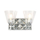 Lucas & McKearn Alpha 2-Light Polished Chrome Wall Light With Cone Shape Clear Glass Shade