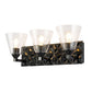 Lucas & McKearn Alpha 3-Light Matte Black Wall Light With Cone Shape Clear Glass Shade
