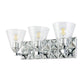 Lucas & McKearn Alpha 3-Light Polished Chrome Wall Light With Cone Shape Clear Glass Shade