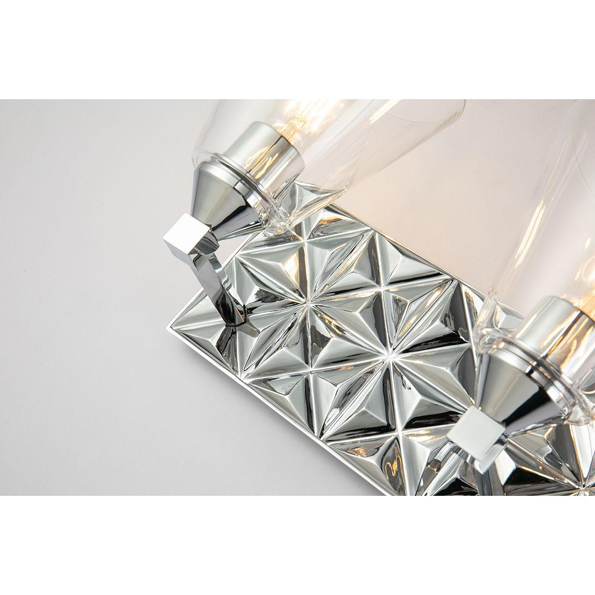 Lucas & McKearn Alpha 3-Light Polished Chrome Wall Light With Cone Shape Clear Glass Shade