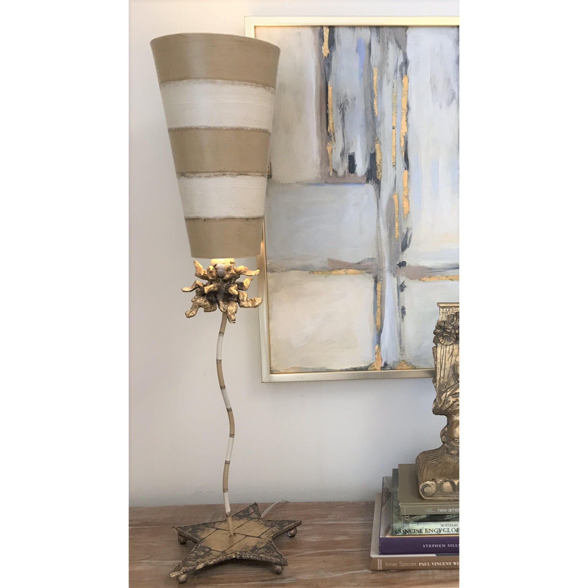 Lucas & McKearn Anemone 41" Ivory And Light Taupe Buffet Table Lamp With Cylinder-Shaped Shade