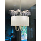 Lucas & McKearn Antoinette 5-Light Gold & Silver Pendant With Cream Linen Drum-Shaped Shade and Clear Crystal Accent