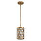 Lucas & McKearn Arabella 1-Light Distressed Gold Mini Pendant With Cream Linen Fabric Shade And Glass Diffuser