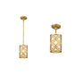 Lucas & McKearn Arabella 1-Light Distressed Gold Mini Pendant With Cream Linen Fabric Shade And Glass Diffuser