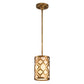 Lucas & McKearn Arabella 1-Light Distressed Gold Mini Pendant With Cream Linen Fabric Shade And Glass Diffuser