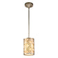 Lucas & McKearn Arabella 1-Light Distressed Silver Mini Pendant With Cream Linen Fabric Shade And Glass Diffuser
