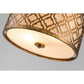 Lucas & McKearn Arabella 16" Distressed Gold Flush Mount Lighting With Cream Linen Fabric Shade and Glass Diffuser