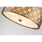 Lucas & McKearn Arabella 3-Light Distressed Gold Large Pendant With Cream Linen Fabric Shade And Glass Diffuser