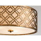 Lucas & McKearn Arabella 3-Light Distressed Gold Large Pendant With Cream Linen Fabric Shade And Glass Diffuser