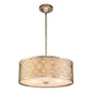 Lucas & McKearn Arabella 3-Light Distressed Silver Large Pendant With Cream Linen Fabric Shade And Glass Diffuser