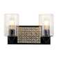 Lucas & McKearn Arcadia 2-Light Matte Black & Antique Silver Wall Light With Seeded Clear Glass Cylinder Shade