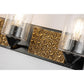Lucas & McKearn Arcadia 3-Light Matte Black & Antique Gold Wall Light With Seeded Clear Glass Cylinder Shade