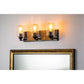 Lucas & McKearn Arcadia 3-Light Matte Black & Antique Gold Wall Light With Seeded Clear Glass Cylinder Shade