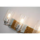 Lucas & McKearn Arcadia 3-Light Polished Chrome & Antique Gold Wall Light With Seeded Clear Glass Cylinder Shade