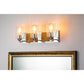 Lucas & McKearn Arcadia 3-Light Polished Chrome & Antique Gold Wall Light With Seeded Clear Glass Cylinder Shade