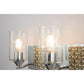 Lucas & McKearn Arcadia 3-Light Polished Chrome & Antique Silver Wall Light With Seeded Clear Glass Cylinder Shade