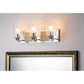 Lucas & McKearn Arcadia 3-Light Polished Chrome & Antique Silver Wall Light With Seeded Clear Glass Cylinder Shade