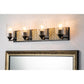 Lucas & McKearn Arcadia 4-Light Matte Black & Antique Silver Wall Light With Seeded Clear Glass Cylinder Shade